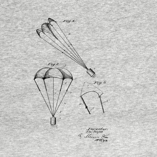Parachute Vintage Patent Hand Drawing by TheYoungDesigns